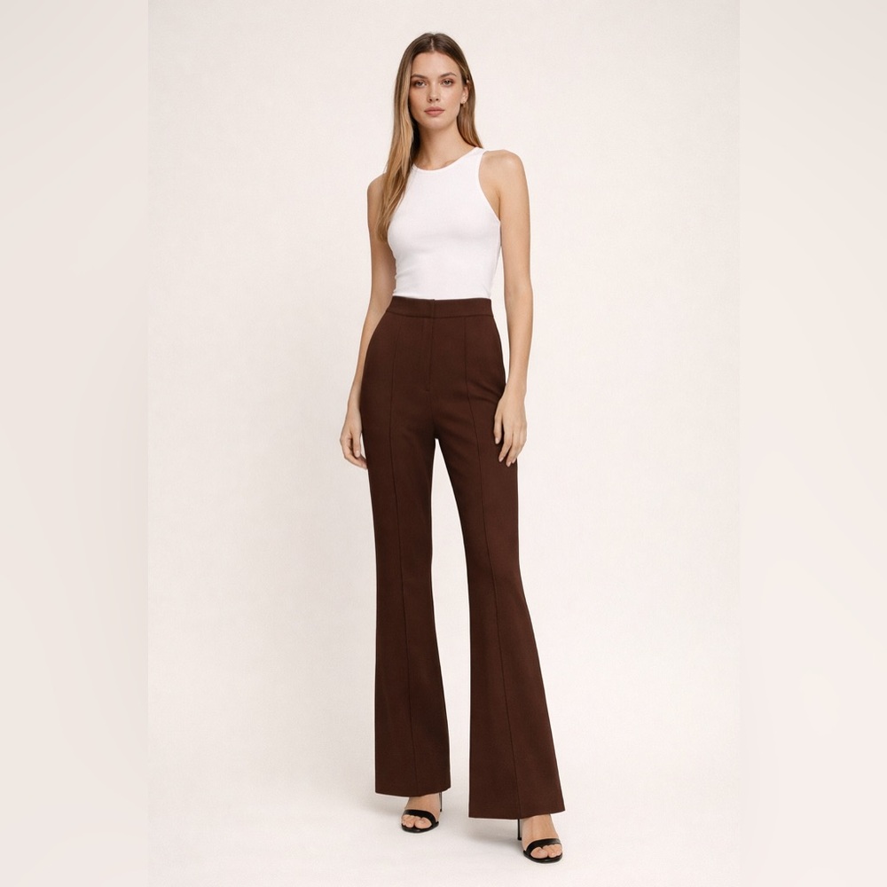 Meshki  Brown Knit‎ High Waisted Flared Leg Pants Sz. L